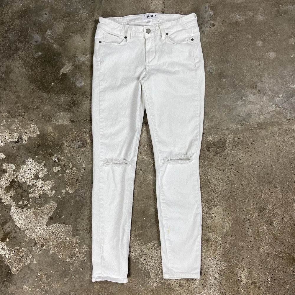 Paige Verdugo Ankle‎ Jeans Women's Size 28 White Denim Light Wash Distressed